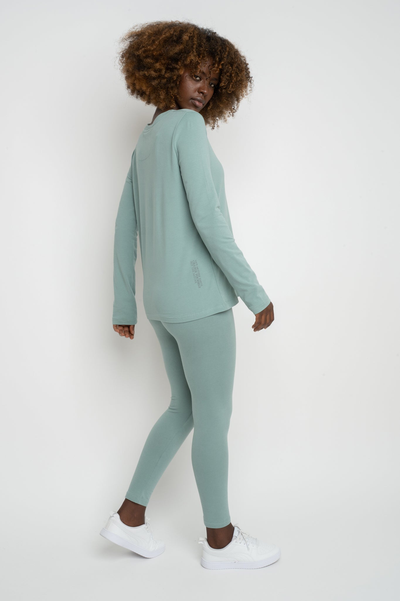 COTTON LONG-SLEEVE TURQUOISE BLOUSE - KANDY