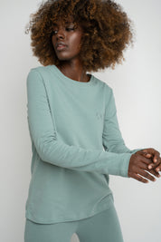 COTTON LONG-SLEEVE TURQUOISE BLOUSE - KANDY