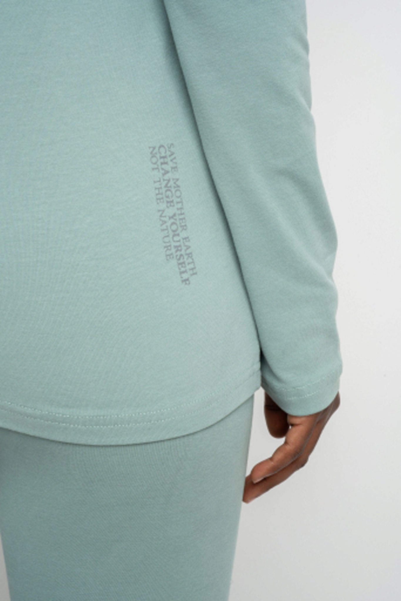 COTTON LONG-SLEEVE TURQUOISE BLOUSE - KANDY