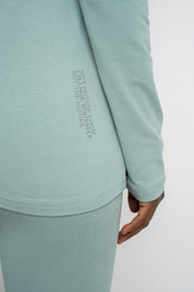 COTTON LONG-SLEEVE TURQUOISE BLOUSE - KANDY