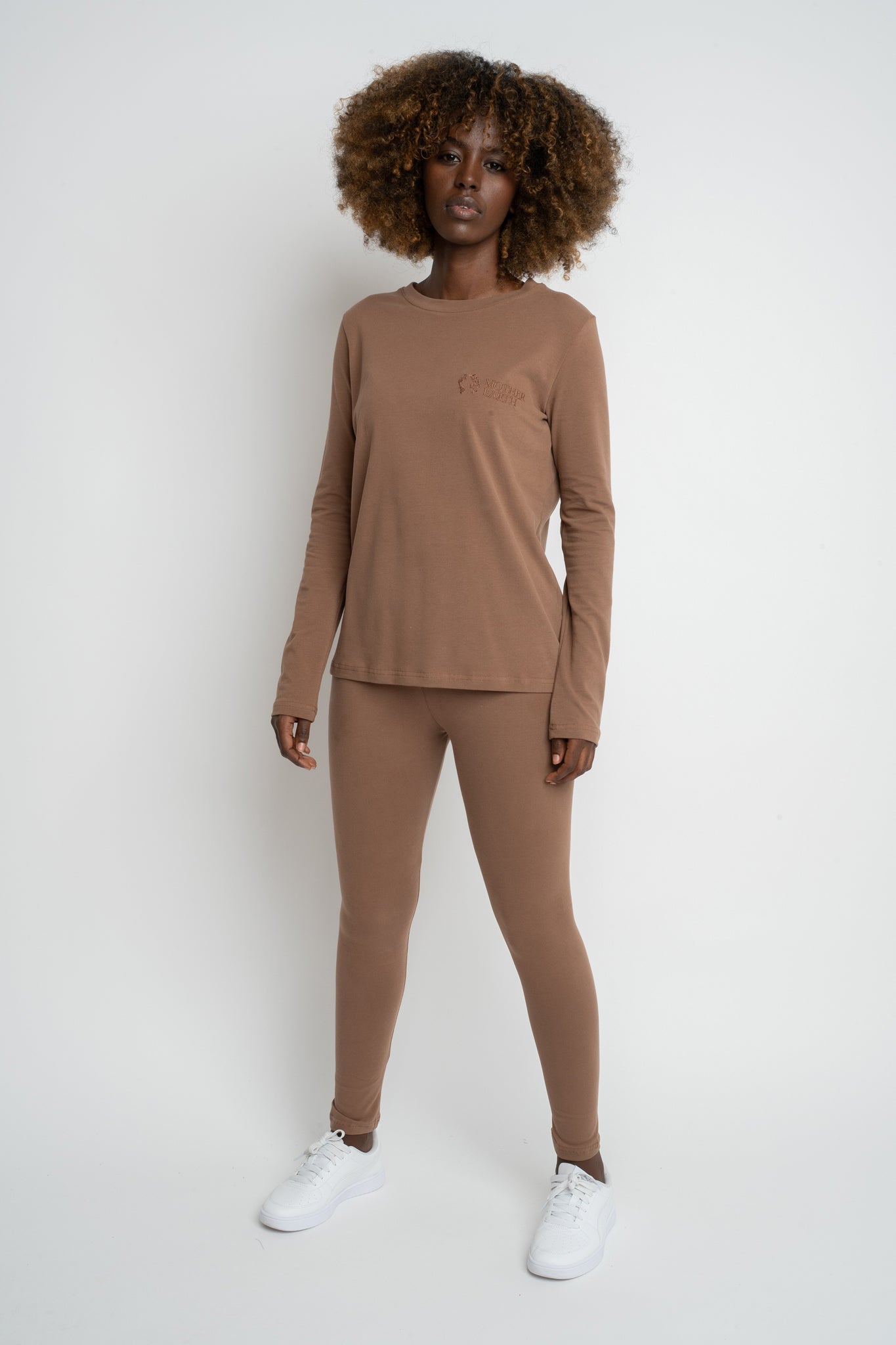 COTTON LONG-SLEEVE BROWN BLOUSE - KANDY