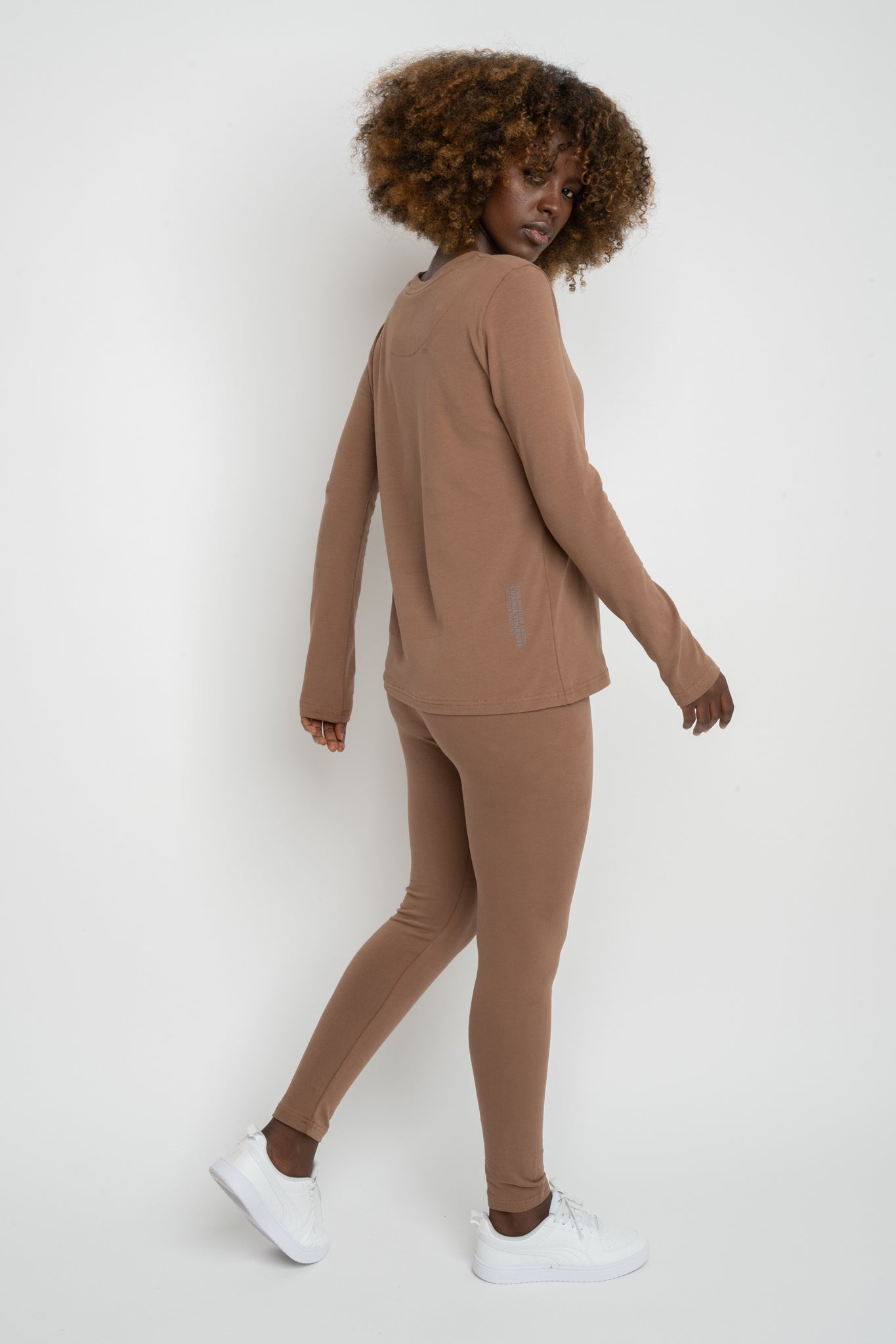 COTTON LONG-SLEEVE BROWN BLOUSE - KANDY