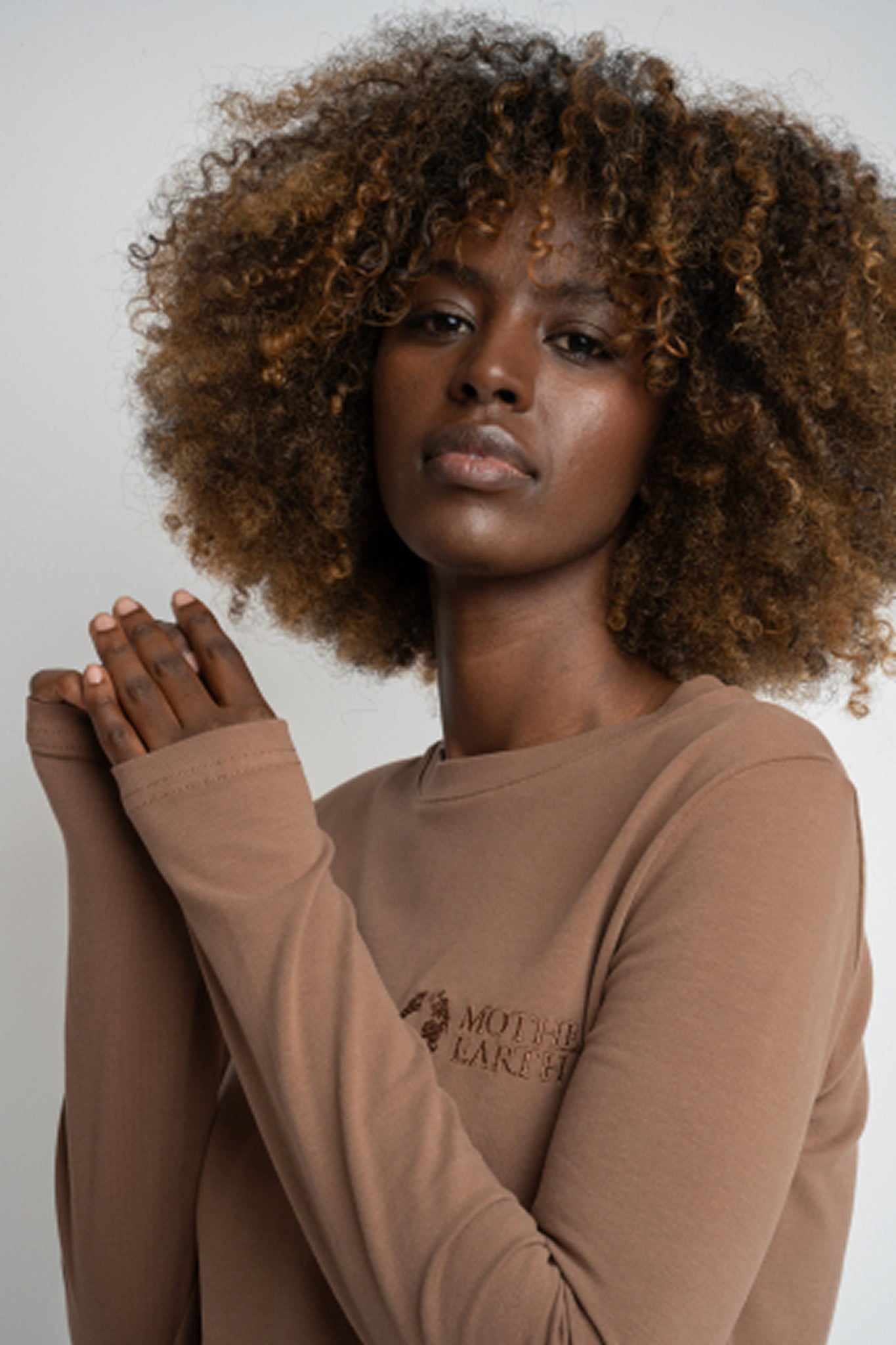 COTTON LONG-SLEEVE BROWN BLOUSE - KANDY