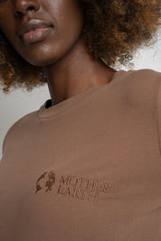 COTTON LONG-SLEEVE BROWN BLOUSE - KANDY