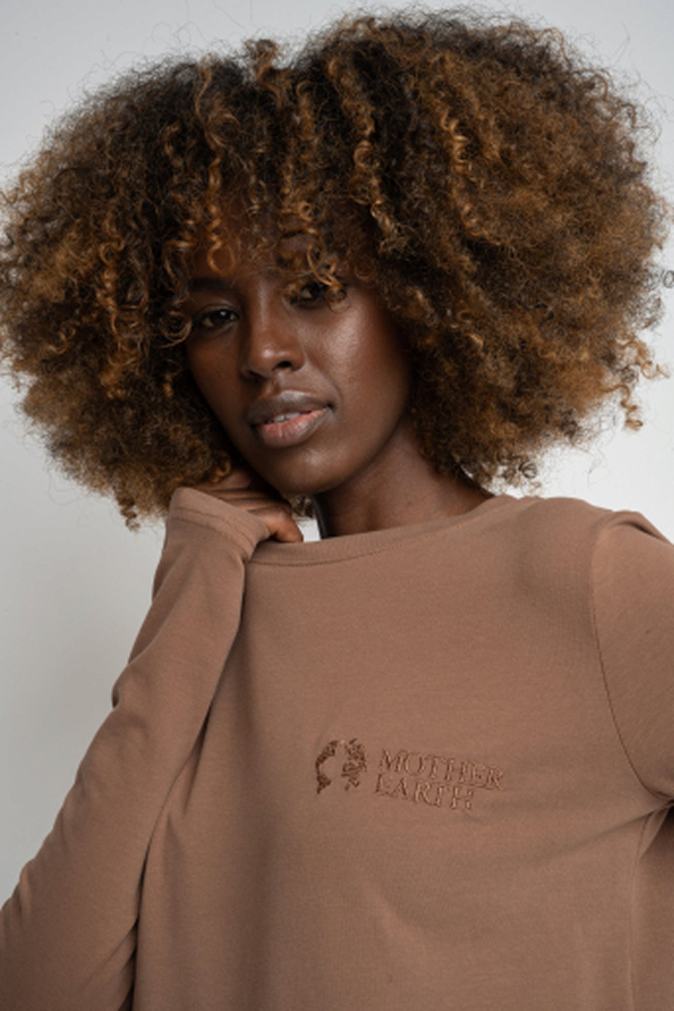 COTTON LONG-SLEEVE BROWN BLOUSE - KANDY