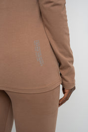 COTTON LONG-SLEEVE BROWN BLOUSE - KANDY