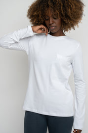 COTTON LONG-SLEEVE BLOUSE WHITE - KANDY