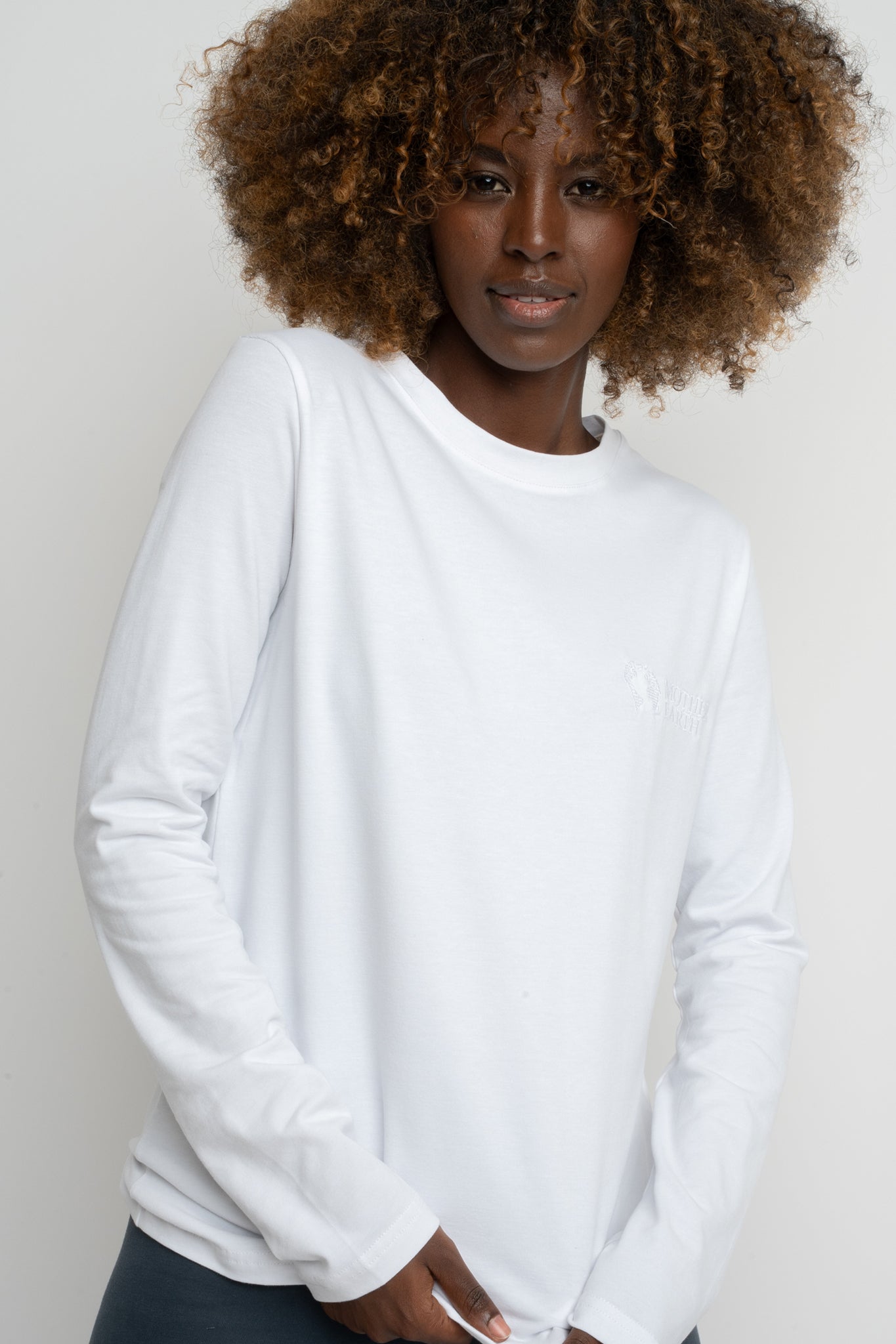 COTTON LONG-SLEEVE BLOUSE WHITE - KANDY