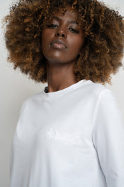COTTON LONG-SLEEVE BLOUSE WHITE - KANDY