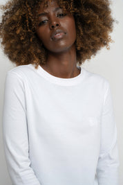 COTTON LONG-SLEEVE BLOUSE WHITE - KANDY