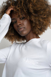 COTTON LONG-SLEEVE BLOUSE WHITE - KANDY