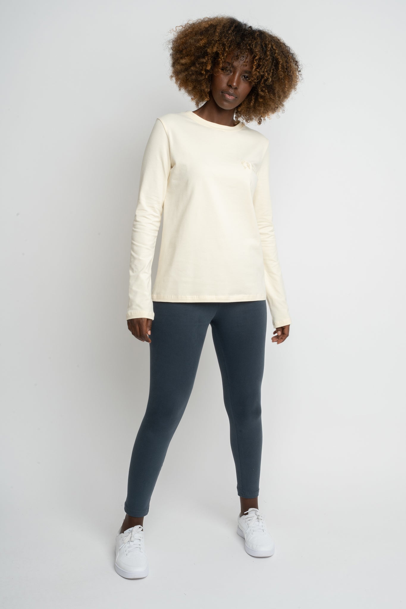 ECRU LONG-SLEEVE COTTON BLOUSE - KANDY