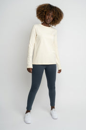 ECRU LONG-SLEEVE COTTON BLOUSE - KANDY