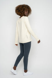 ECRU LONG-SLEEVE COTTON BLOUSE - KANDY