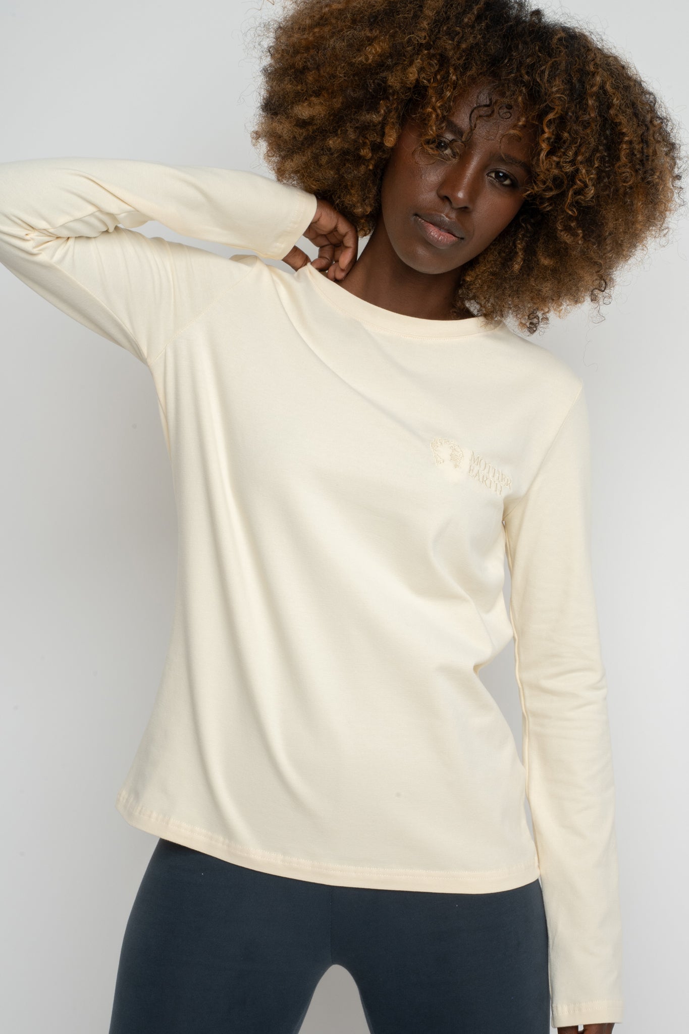 ECRU LONG-SLEEVE COTTON BLOUSE - KANDY