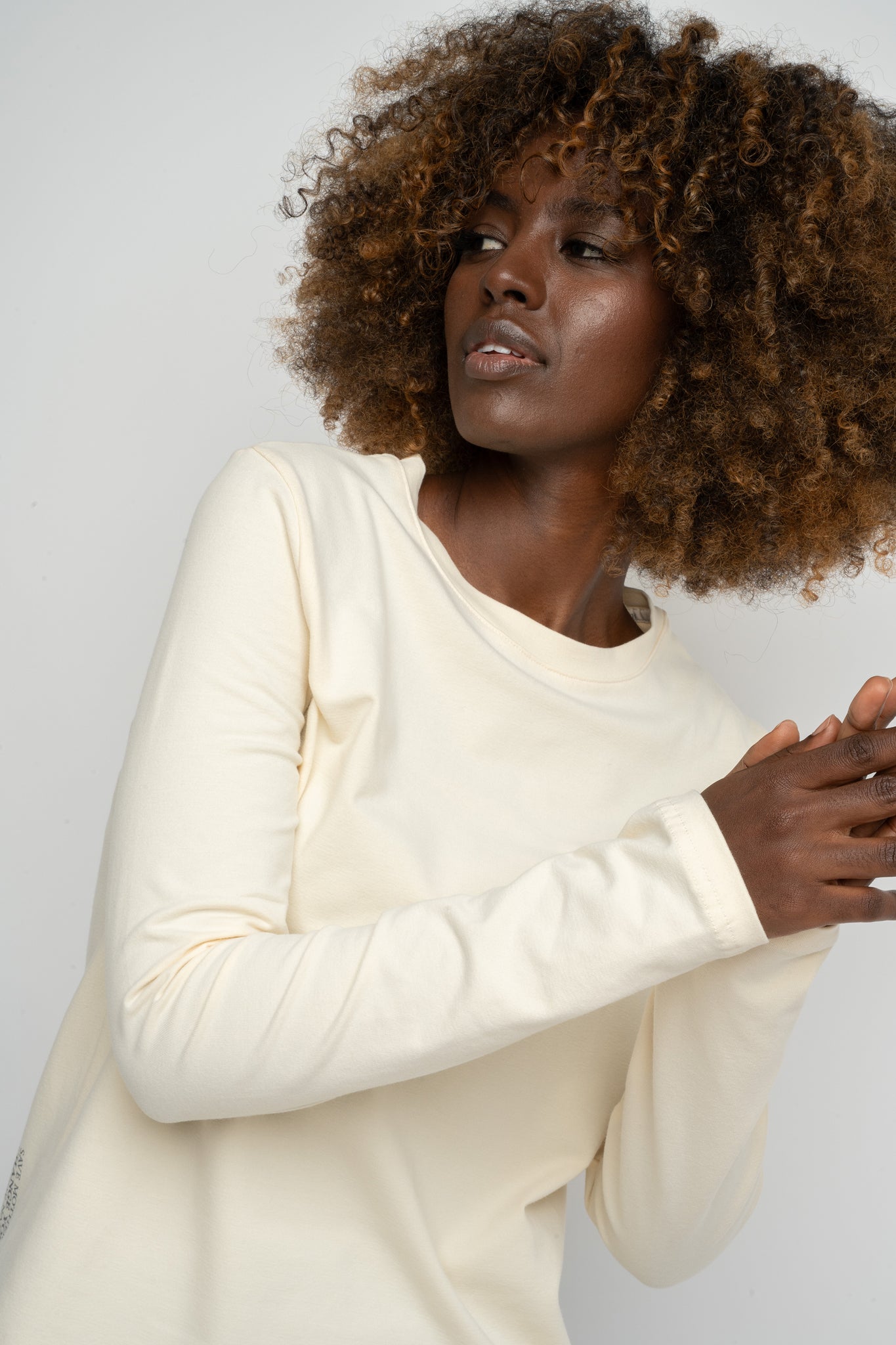 ECRU LONG-SLEEVE COTTON BLOUSE - KANDY