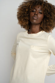 ECRU LONG-SLEEVE COTTON BLOUSE - KANDY