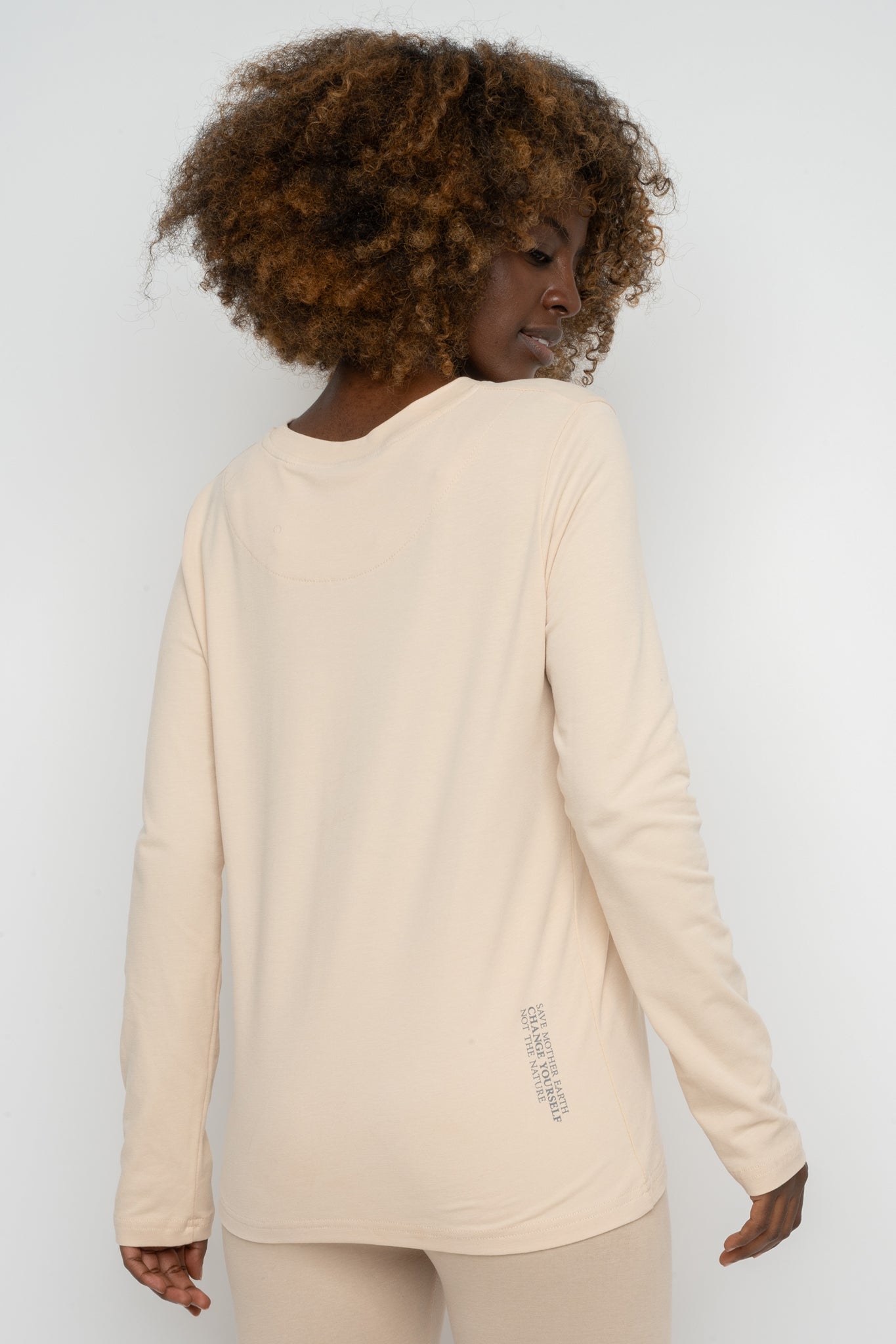 COTTON LONG-SLEEVE BLOUSE BEIGE - KANDY