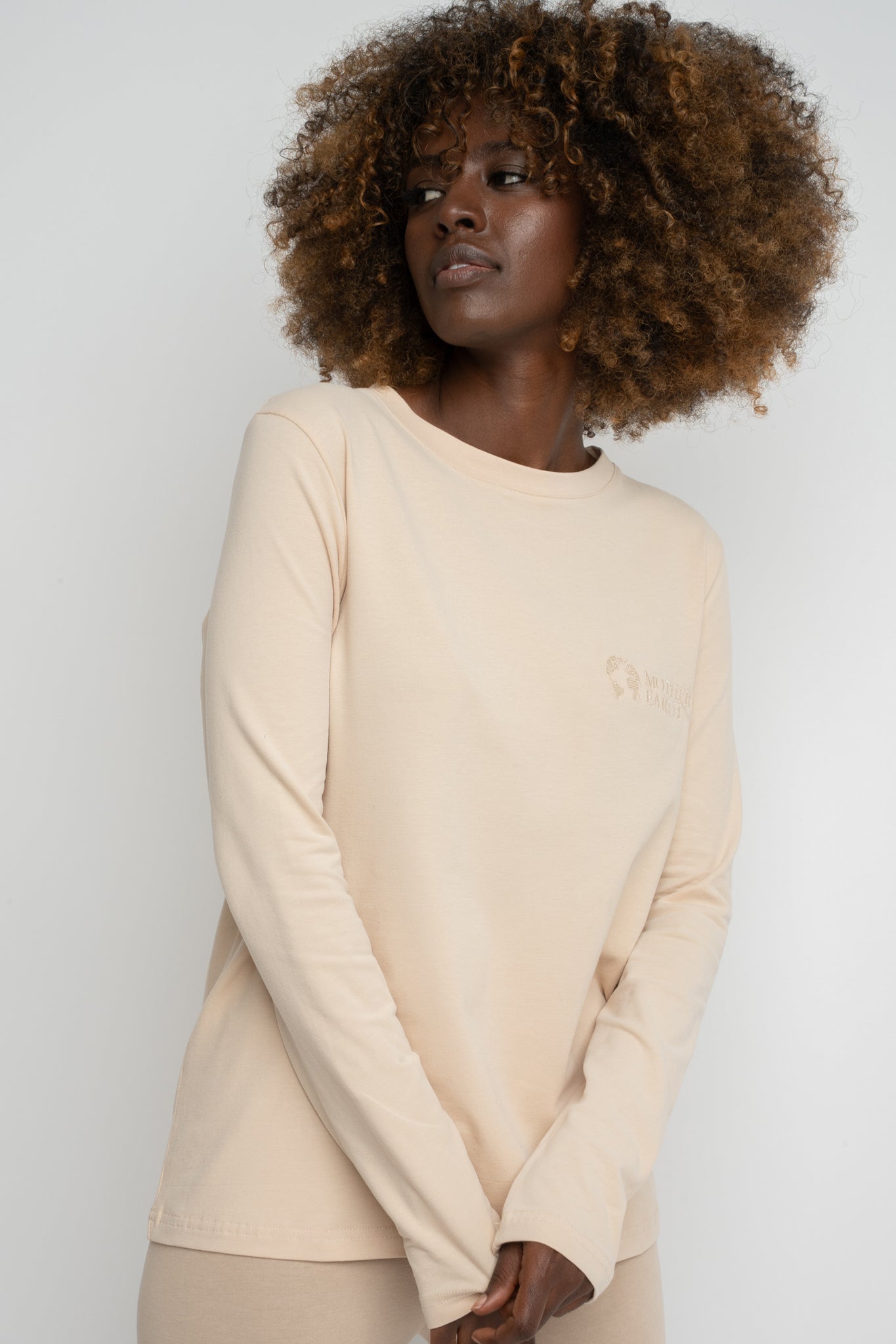 COTTON LONG-SLEEVE BLOUSE BEIGE - KANDY