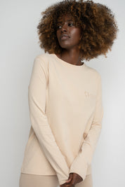 COTTON LONG-SLEEVE BLOUSE BEIGE - KANDY