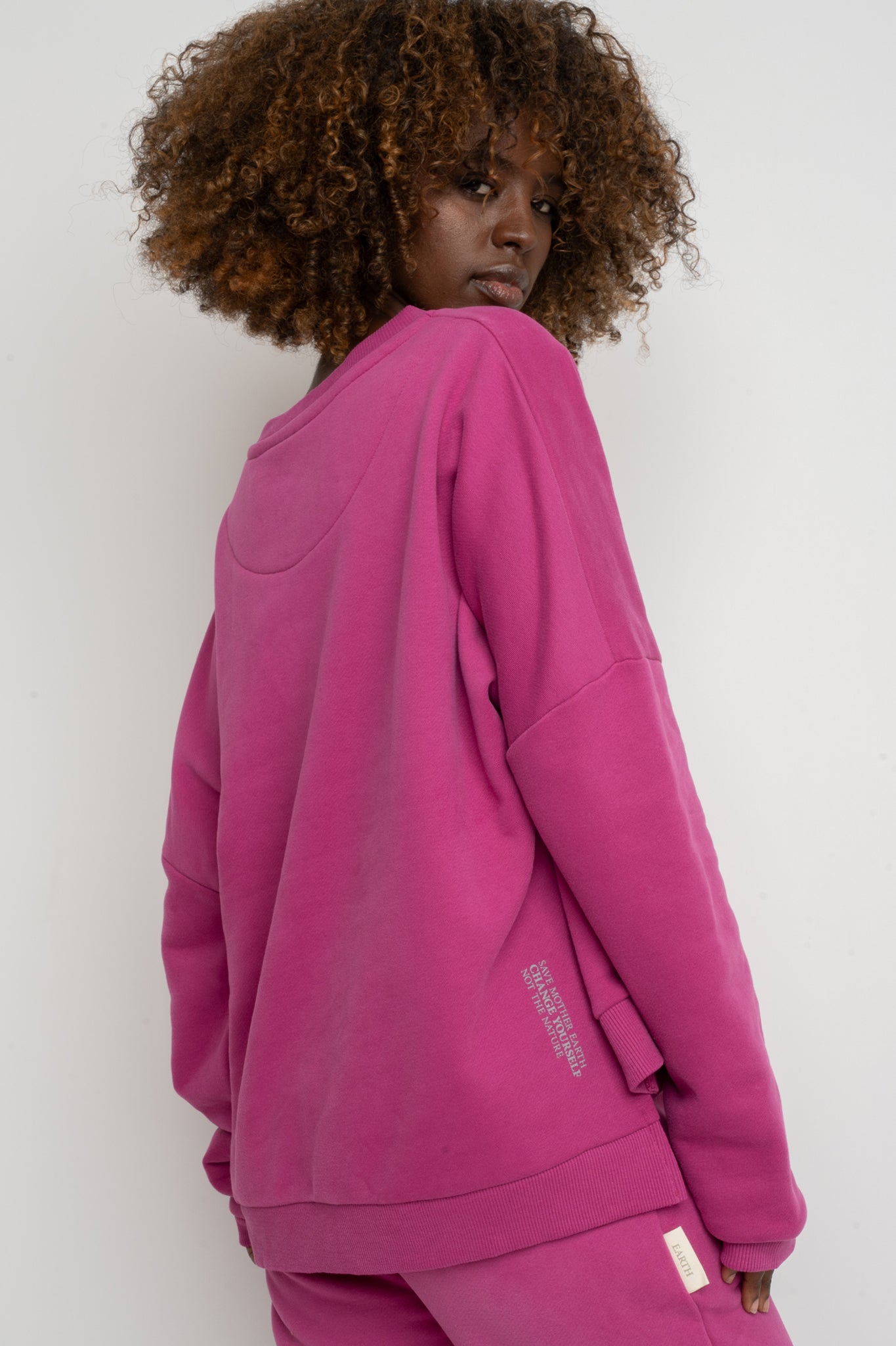 REGULAR FIT SWEATSHIRT WITH LONG BACK PINK - COOK