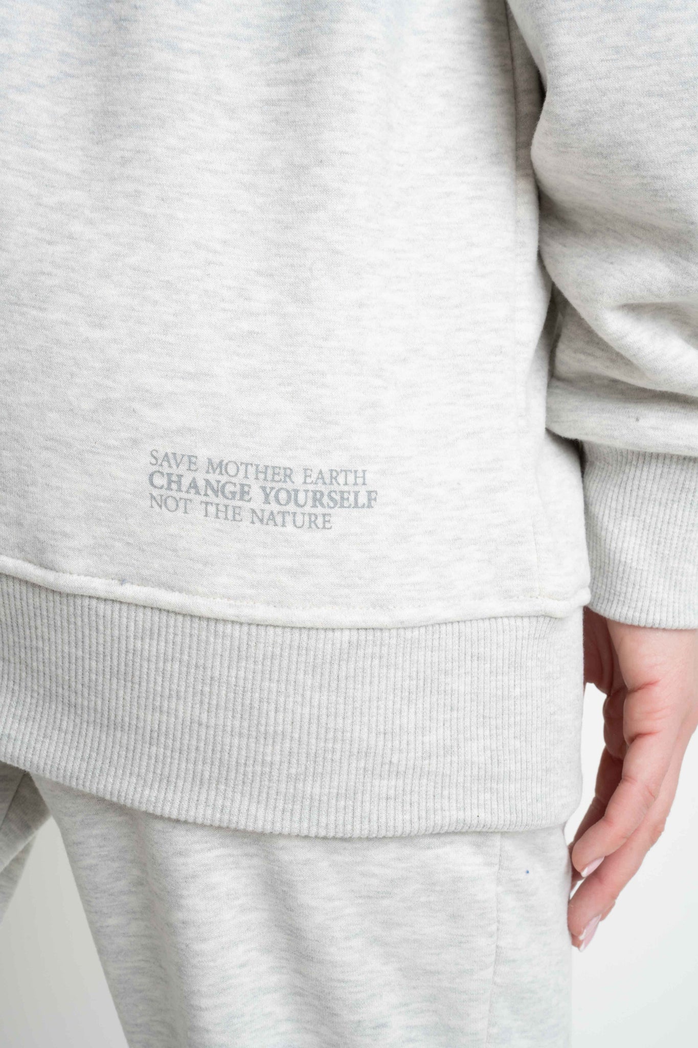 LIGHT GREY MELANGE HOODIE - ARINA