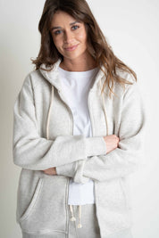 LIGHT GREY MELANGE HOODIE - ARINA