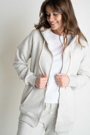 LIGHT GREY MELANGE HOODIE - ARINA