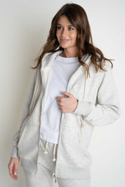 LIGHT GREY MELANGE HOODIE - ARINA