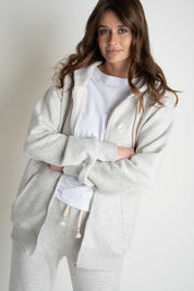 LIGHT GREY MELANGE HOODIE - ARINA