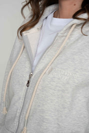 LIGHT GREY MELANGE HOODIE - ARINA