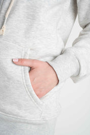 LIGHT GREY MELANGE HOODIE - ARINA