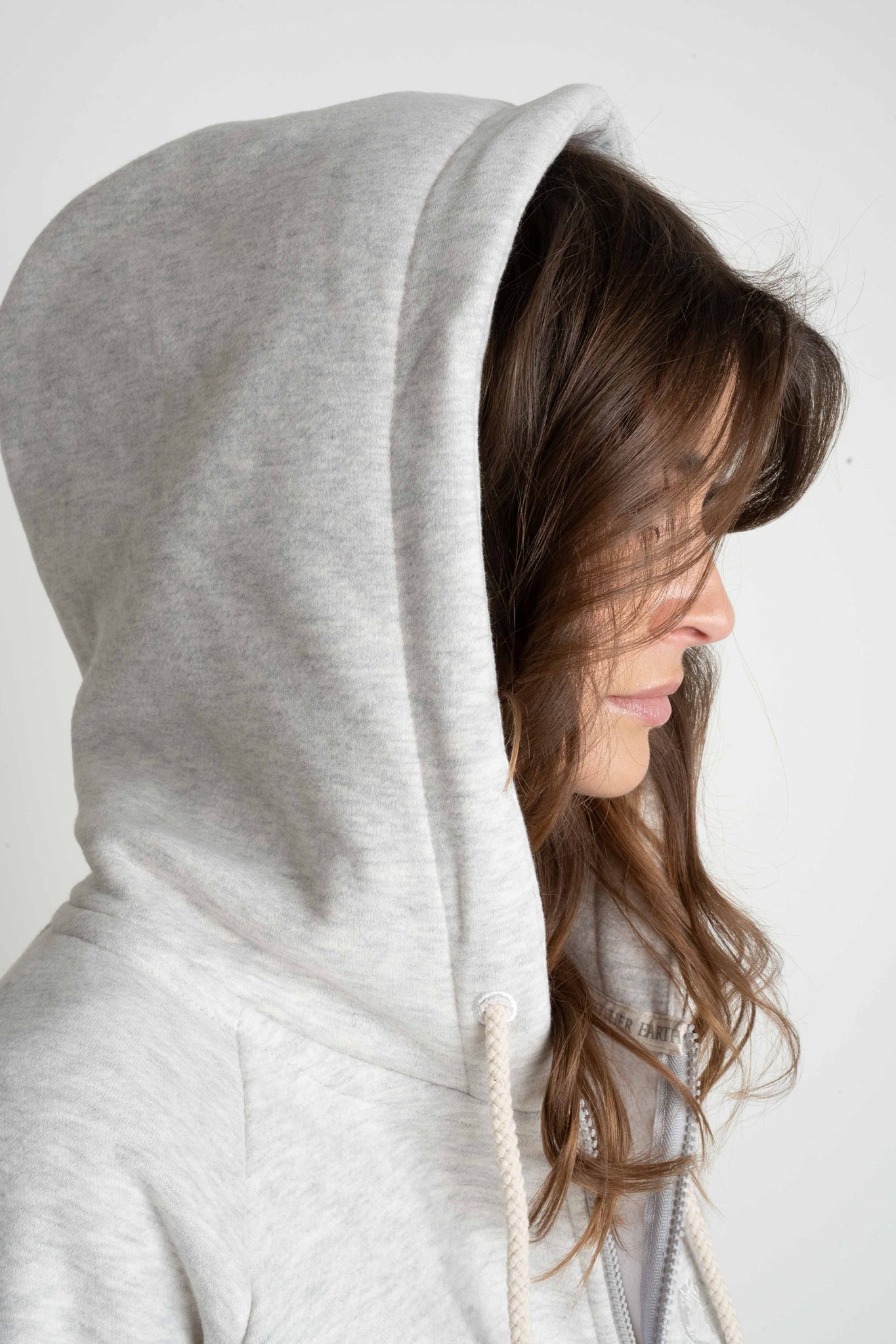 LIGHT GREY MELANGE HOODIE - ARINA