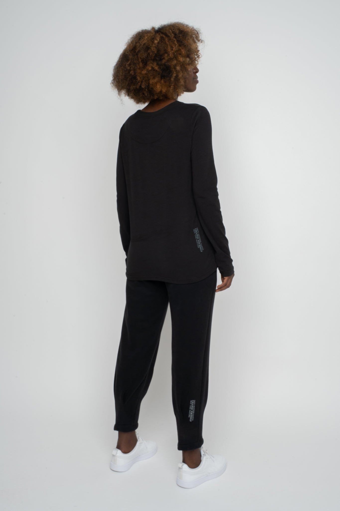 BLACK LONG-SLEEVE COTTON BLOUSE - KANDY