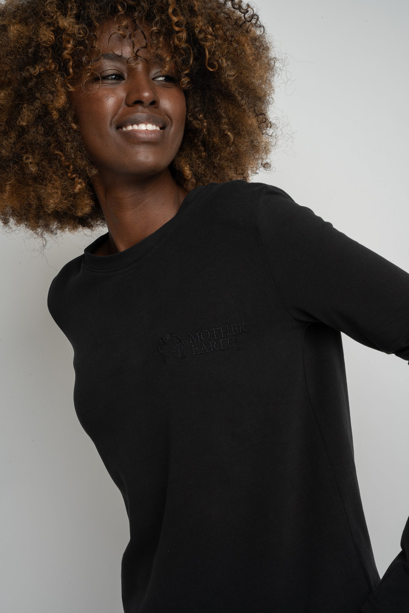 BLACK LONG-SLEEVE COTTON BLOUSE - KANDY