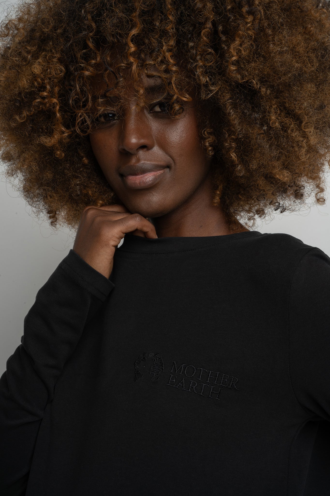 BLACK LONG-SLEEVE COTTON BLOUSE - KANDY