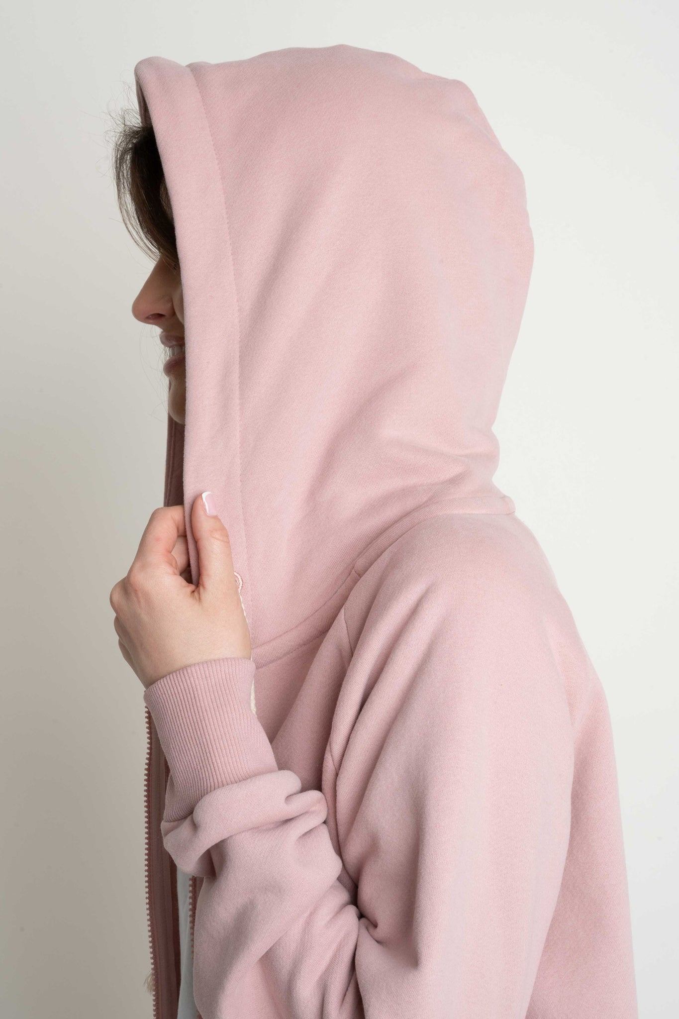LIGHT PINK ZIP-UP HOODIE - ARINA