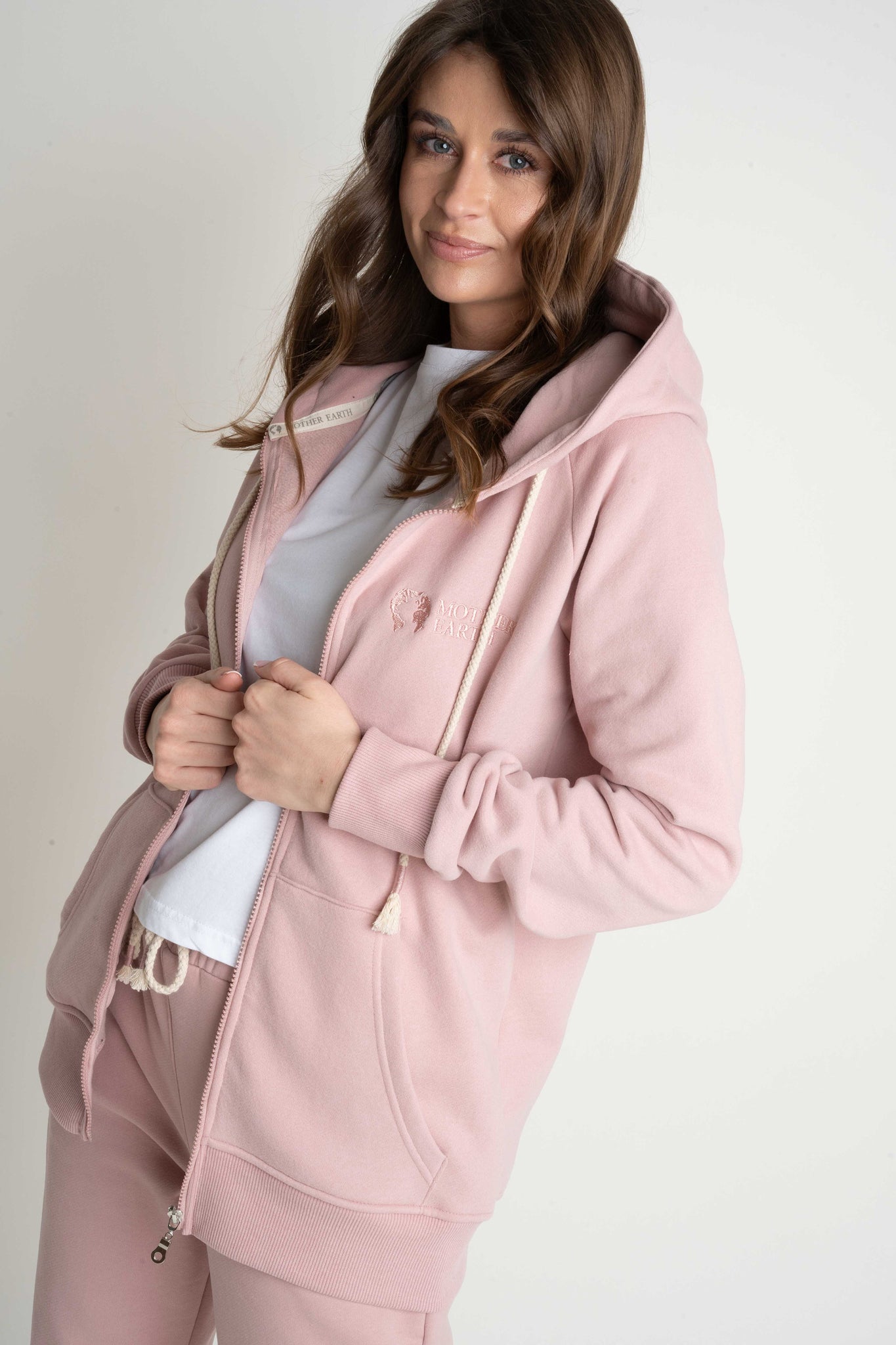 LIGHT PINK ZIP-UP HOODIE - ARINA
