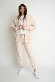 BEIGE ZIPPER HOODIE - ARINA
