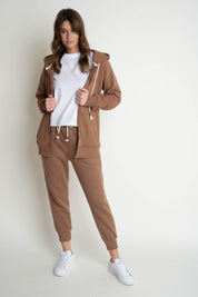 BROWN ZIPPERED HOODIE - ARINA
