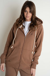 BROWN ZIPPERED HOODIE - ARINA