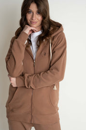 BROWN ZIPPERED HOODIE - ARINA