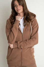 BROWN ZIPPERED HOODIE - ARINA