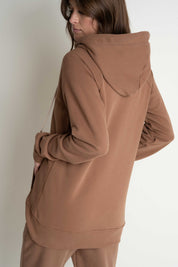 BROWN ZIPPERED HOODIE - ARINA