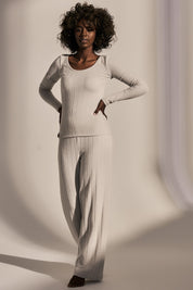 LIGHT GREY LONG SLEEVE BLOUSE - KINMEN
