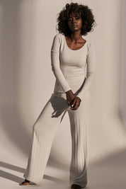 LIGHT GREY LONG SLEEVE BLOUSE - KINMEN