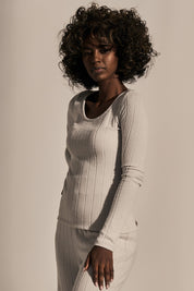 LIGHT GREY LONG SLEEVE BLOUSE - KINMEN