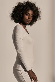 LIGHT GREY LONG SLEEVE BLOUSE - KINMEN