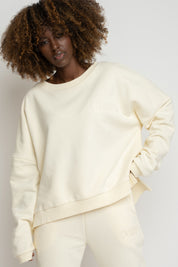 ECRU-COOK REGULAR FIT SWEATSHIRT WITH LONG BACK