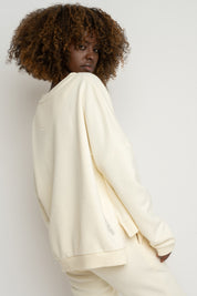 ECRU-COOK REGULAR FIT SWEATSHIRT WITH LONG BACK